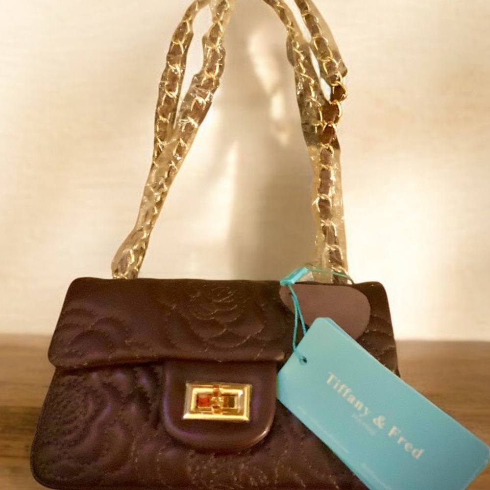 Tiffany & Fred Burgundy Quilted Shoulder Bag
